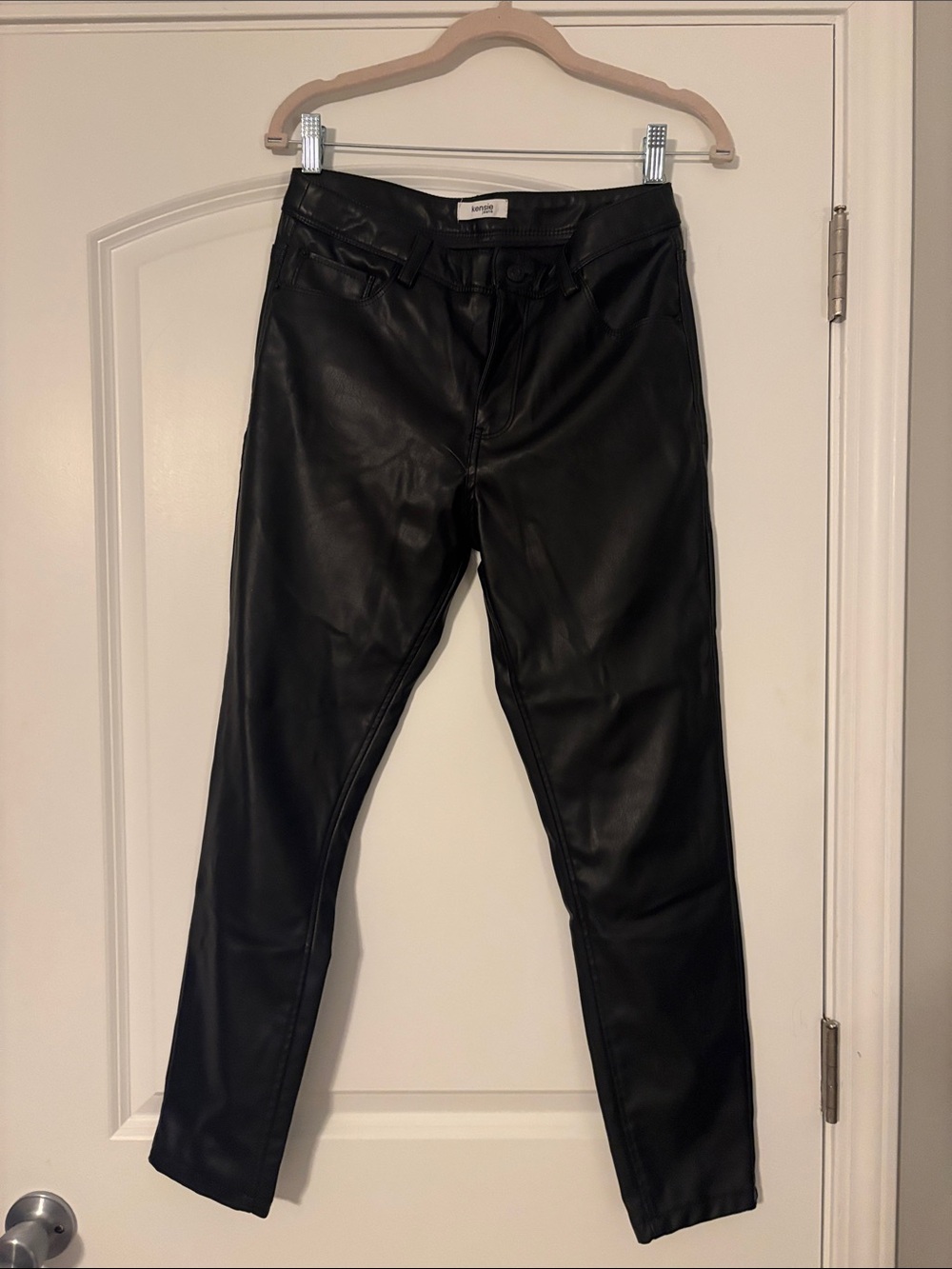 Kensie Black Faux Leather Skinny Pants